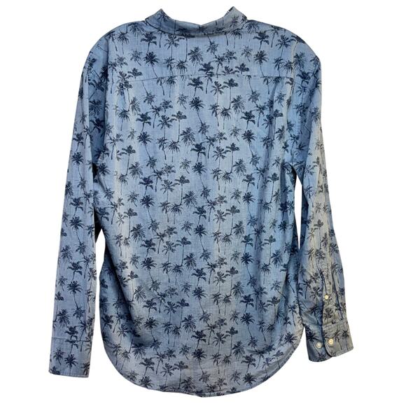 Bonobos Button Down Shirt Cotton Standard Fit Men's Med Short Blue Palm Tree L/S - Picture 2 of 3